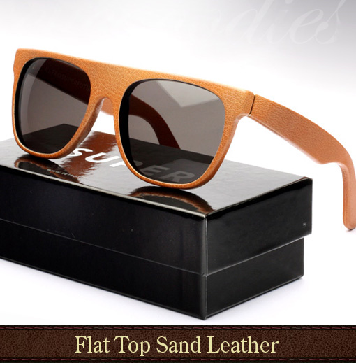 Super Flat Top Sand (beige) Leather Sunglasses