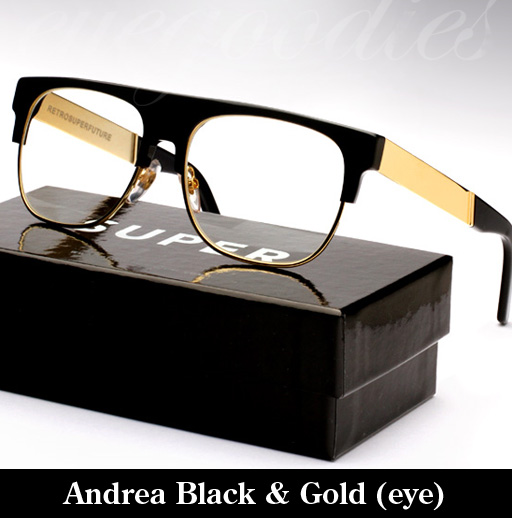 Super Andrea Black & Gold Francis Eyeglasses