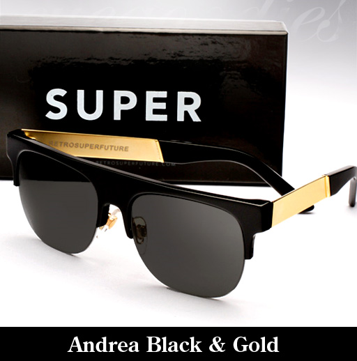 Super Andrea Black & Gold Francis Sunglasses