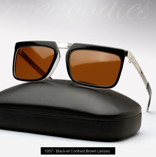 Cutler and Gross 1057 sunglasses in Black with Contrast Brown Lenses