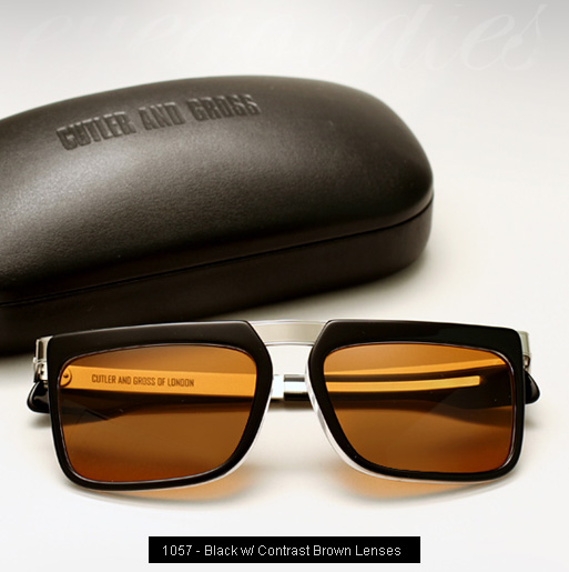 Cutler and Gross 1057 sunglasses in Black with Contrast Brown Lenses