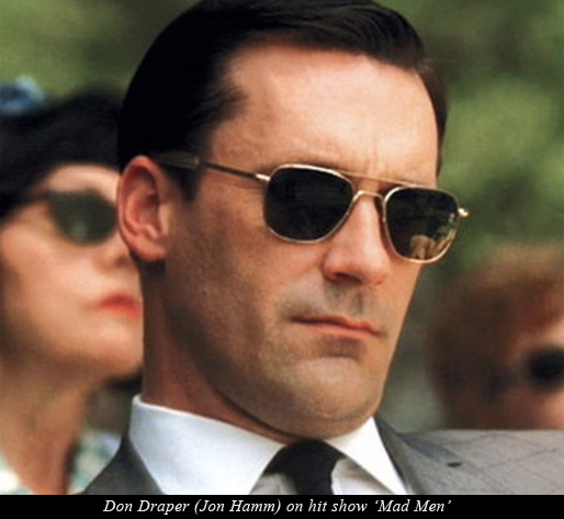 character Don Draper wearing the iconic frame on hit show Mad Men