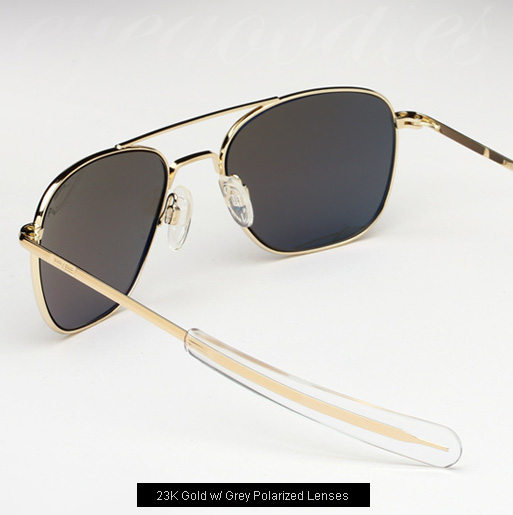 Randolph Engineering Aviator Sunglasses -23K Gold, Grey Polarized Lenses