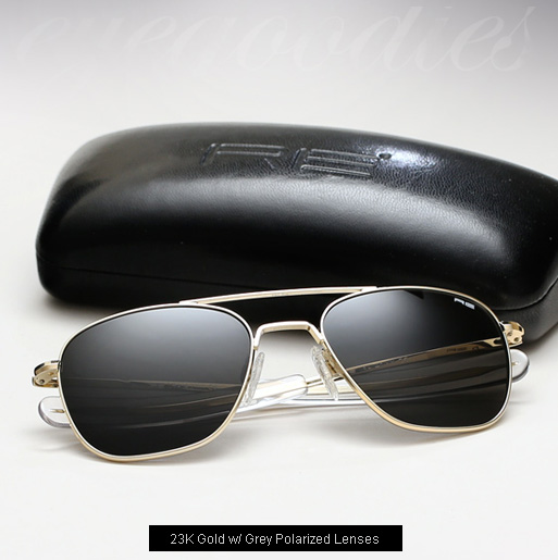 Randolph Engineering Aviator Sunglasses -23K Gold, Grey Polarized Lenses