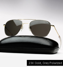 Randolph Engineering Aviator Sunglasses -23K Gold, Grey Polarized Lenses