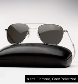 Randolph Engineering Aviator Sunglasses -Matte Chrome, Grey Polarized Lenses