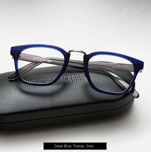 Cutler and Gross 1061 eyeglasses - Deep Blue, Transp. Grey Temples