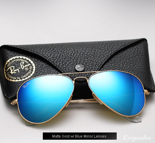 blue mirrored ray ban aviators