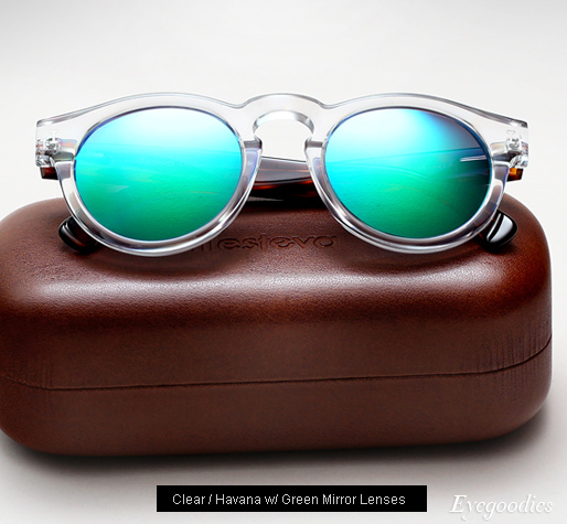 Illesteva Leonard sunglasses - Clear/Havana with Green Mirror Lenses