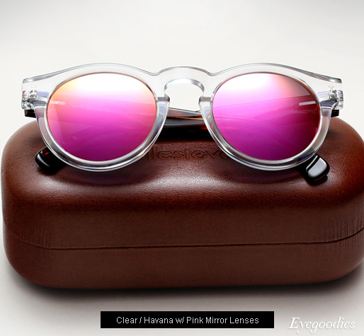 Illesteva Leonard sunglasses - Clear/Havana with Purple Mirror Lenses