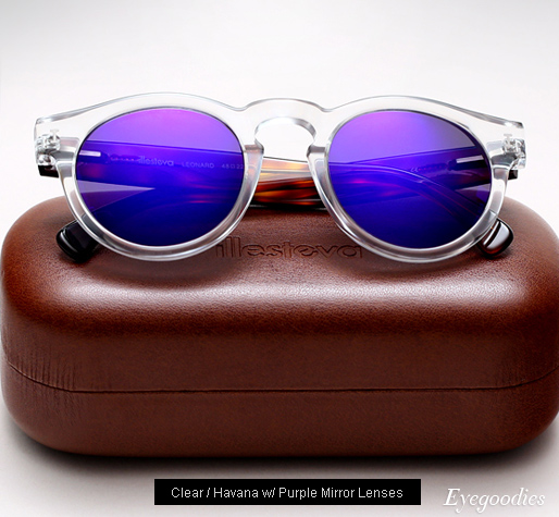 Illesteva Leonard sunglasses - Clear/Havana with Purple Mirror Lenses