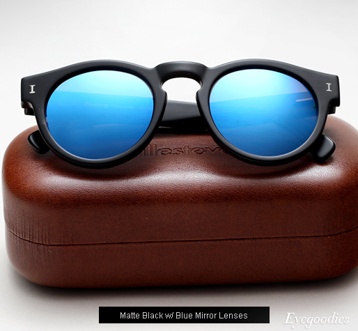 Illesteva Leonard sunglasses - Matte Black with Blue Mirror Lenses