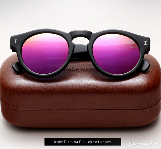 Illesteva Leonard sunglasses - Matte Black with Pink Mirror Lenses