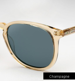 Garrett Leight Kinney Sunglasses - Champagne w/ Blue Polarized