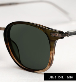 Garrett Leight Venezia Sunglasses in Olive Tortoise Fade