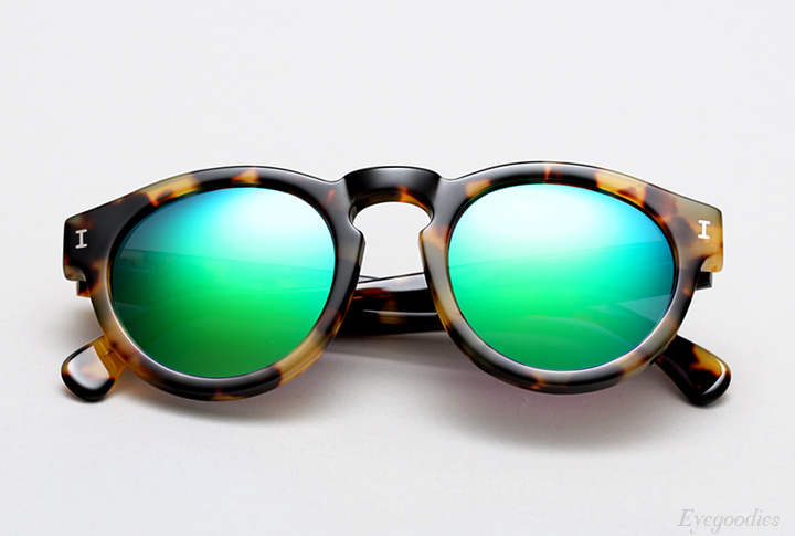 Illesteva Leonard sunglasses - Tortoise with Aqua Green Mirror