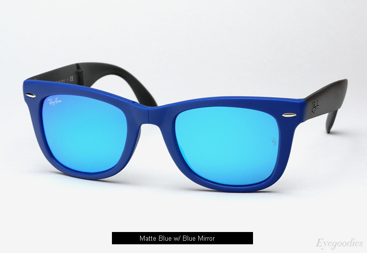 Ray Ban Folding Wayfarer RB 4105 sunglasses - Matte Blue w/ Blue Mirror