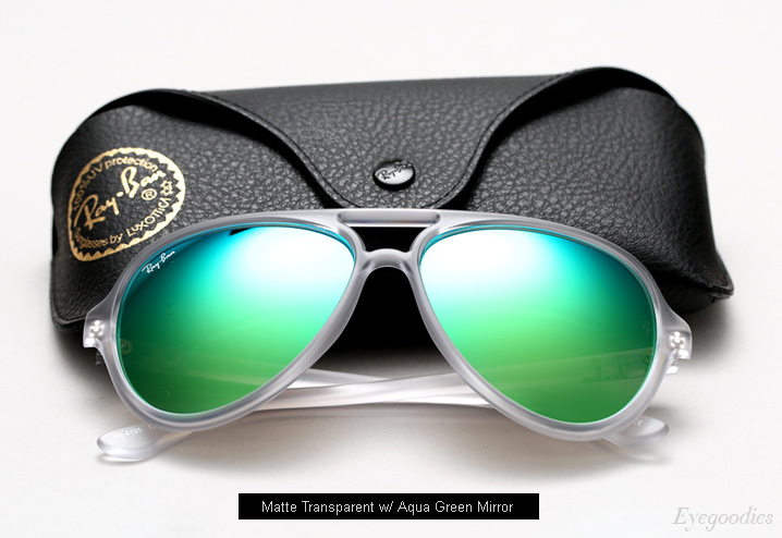 Ray Ban RB 4125 sunglasses - Matte Transparent w/ Aqua Green mirror