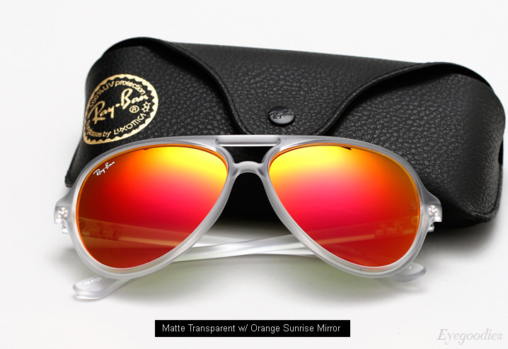 Ray Ban RB 4125 sunglasses - Matte Transparent w/ Orange Sunrise mirror