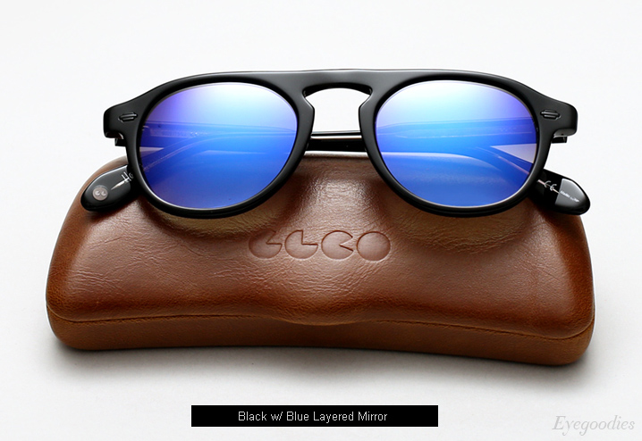 Garrett Leight Harding sunglasses - Black w/ Blue Layered Mirror