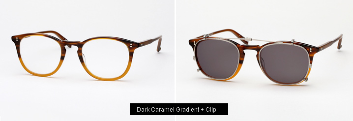 Garrett Leight Kinney Eyeglasses w/ Clip - Dark Caramel Gradient