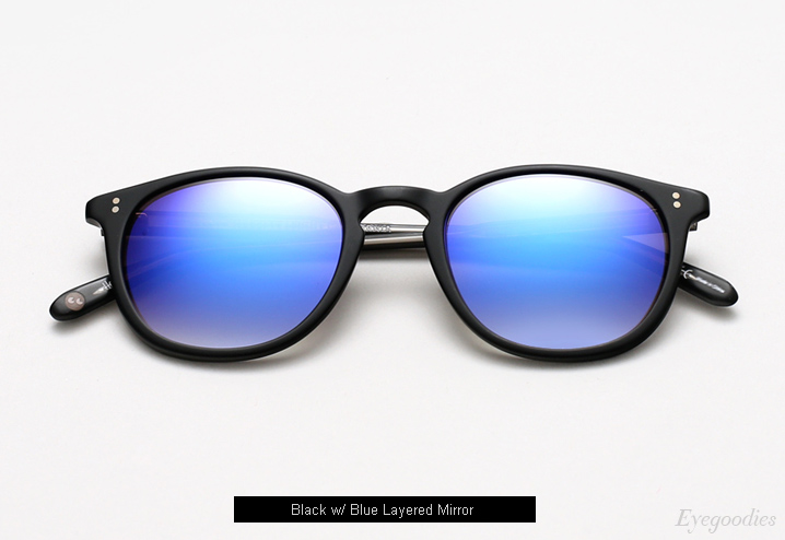 Garrett Leight Kinney Sunglasses - Matte Black w/ Blue Layered Mirror