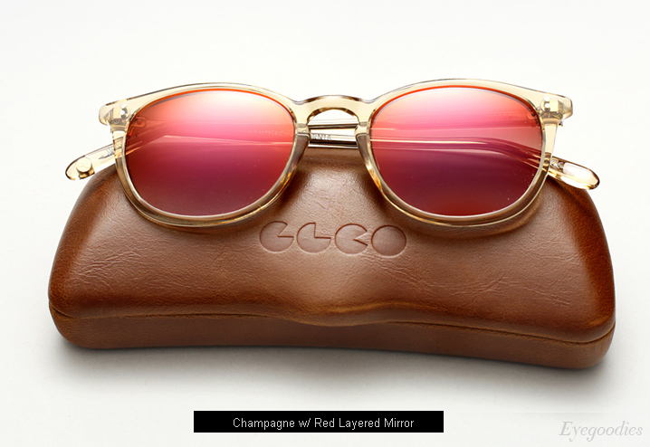 Garrett Leight Kinney Sunglasses -Champagne w/ Red Layered Mirror