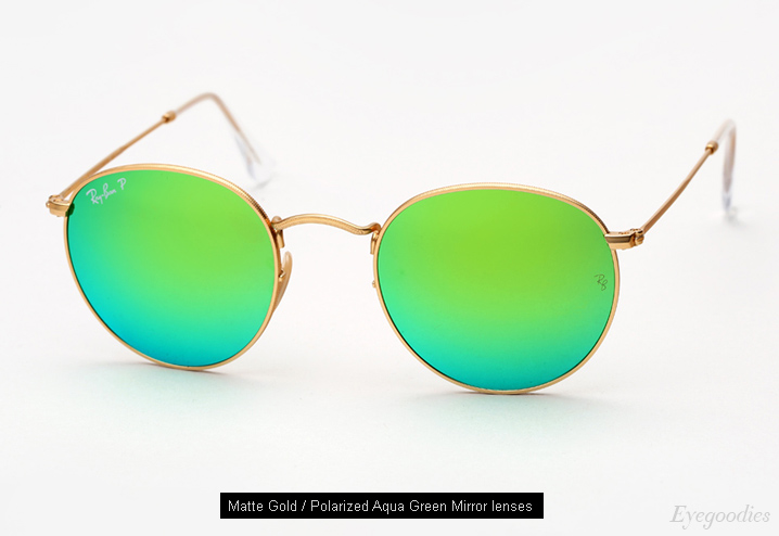 ray ban round gold polarized