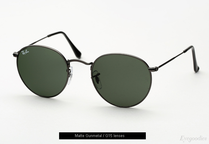 ray ban round metal leather