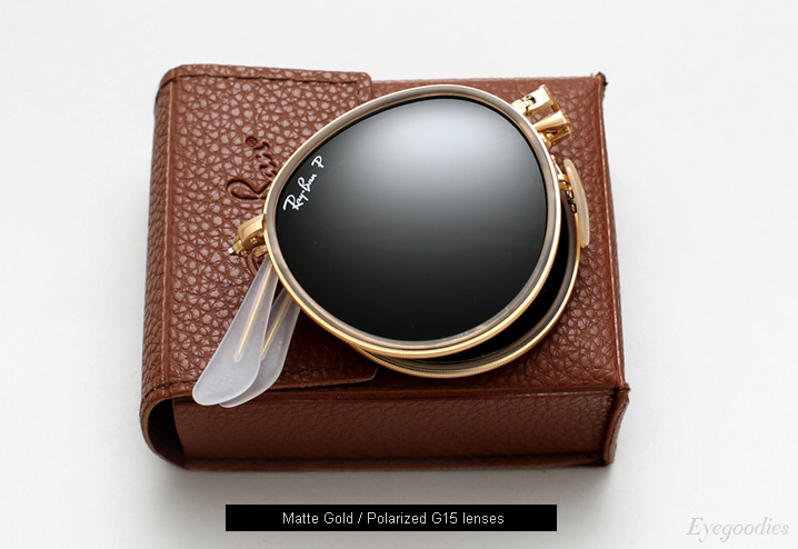 Ray Ban Round Metal Folding 3517 sunglasses - Matte Gold / G15 