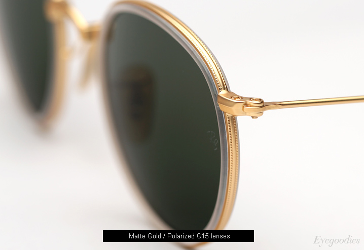 Ray Ban Round Metal Folding 3517 sunglasses - Matte Gold / G15 Polarized 