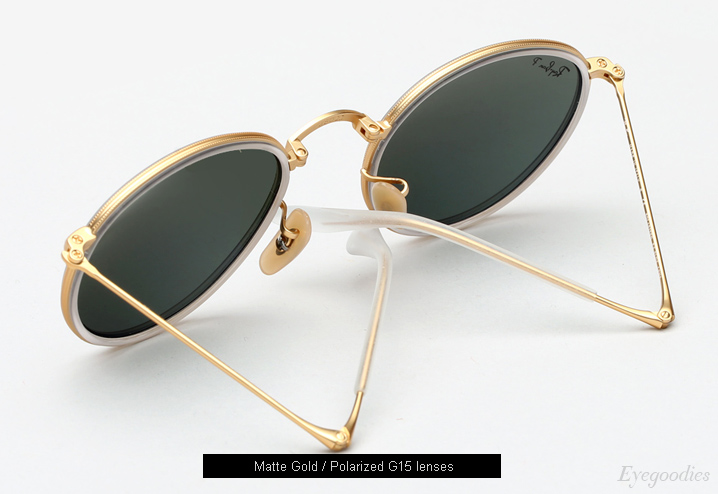 Ray Ban Round Metal Folding 3517 sunglasses - Matte Gold / G15 Polarized 