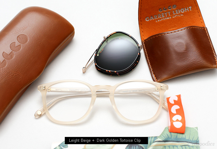 Garrett Leight Leight Beige Eyeglass + Dark Golden Tortoise Clip 