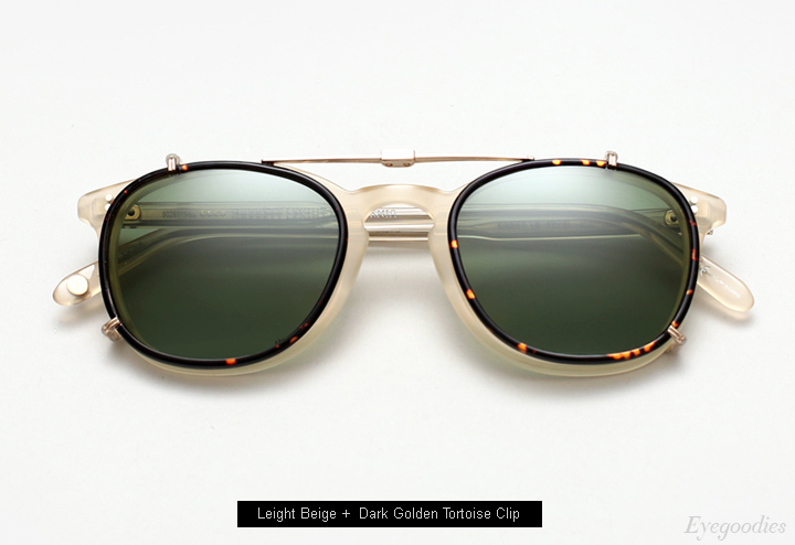 Garrett Leight Leight Beige Eyeglass + Dark Golden Tortoise Clip 