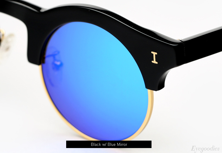 Illesteva Corsica Sunglasses - Black w/ Blue Mirror