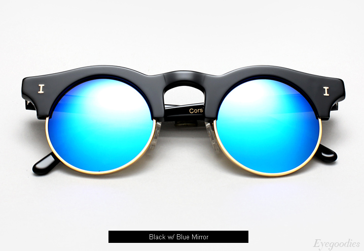 Illesteva Corsica Sunglasses - Black w/ Blue Mirror