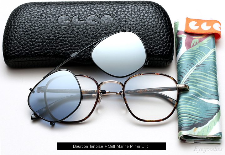 Garrett Leight Grant eyeglasses with clip-on lenses