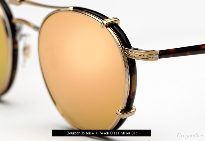 Garrett Leight Wilson Eyeglasses Bourbon Tortoise with Peach Blaze Mirror Clip-On