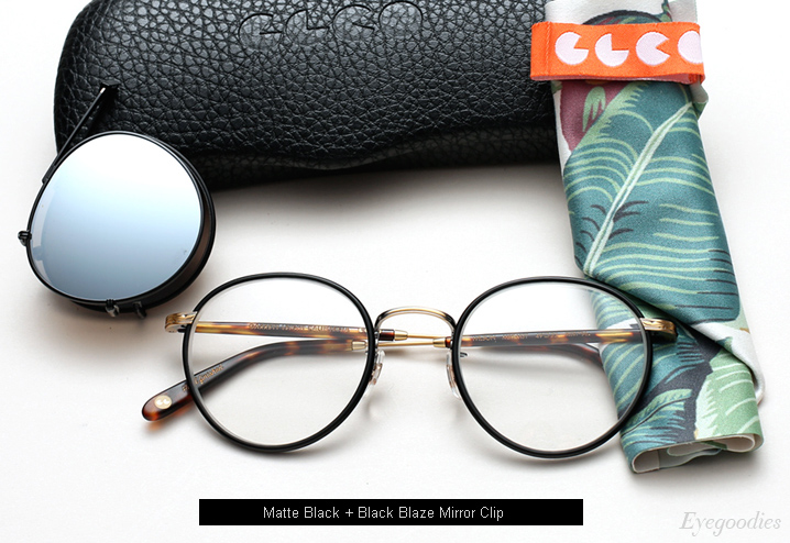 Garrett Leight Wilson Eyeglasses Matte Black with Black Blaze Mirror Clip-On