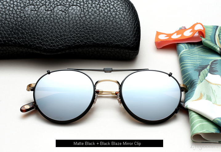 Garrett Leight Wilson Eyeglasses Matte Black with Black Blaze Mirror Clip-On