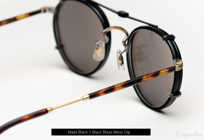 Garrett Leight Wilson Eyeglasses Matte Black with Black Blaze Mirror Clip-On