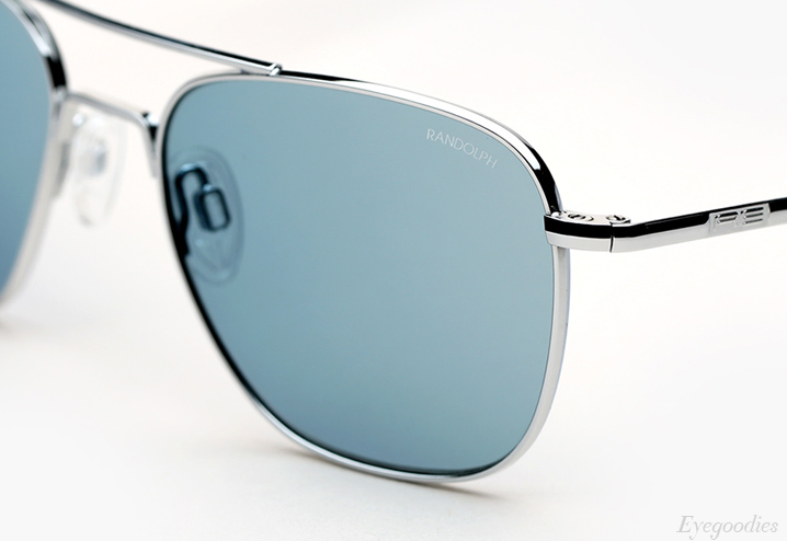 Randolph Engineering Aviator sunglasses - Bright Chrome with Blue Lenses