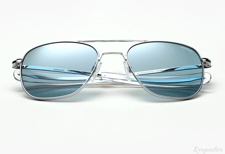 Randolph Engineering Aviator sunglasses - Bright Chrome with Blue Lenses