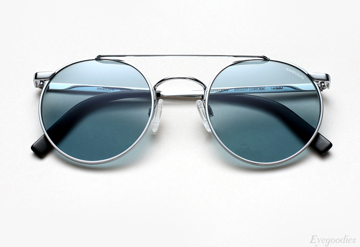 Randolph Engineering P3 Shadow sunglasses - Bright Chrome with Blue Lenses
