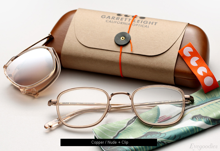 Garrett Leight Garfield eyeglasses - Copper Nude + Clip