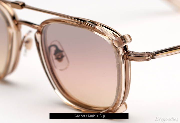 Garrett Leight Garfield eyeglasses - Copper Nude + Clip