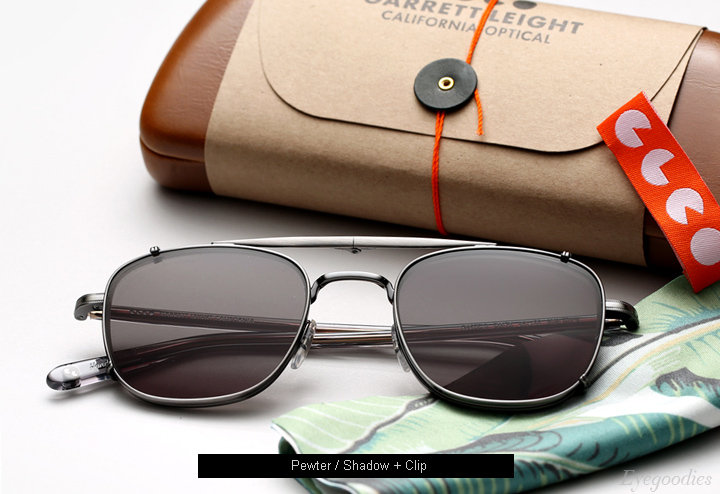 Garrett Leight Garfield eyeglasses - Pewter / Shadow + Clip