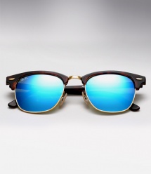 Ray Ban RB 3016 Clubmaster - Matte Havana / Blue Mirror