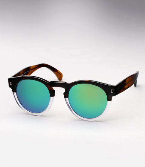 Illesteva Leonard - Half/Half w/ Aqua Green Mirror