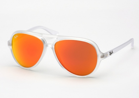 Ray Ban RB 4125 Cats 5000 - Matte Transparent / Orange Mirror